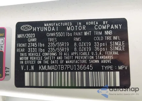 2023 Genesis Gv70 2.5T Awd z USA, uszkodzony, nr VIN KMUMADTB7PU136645